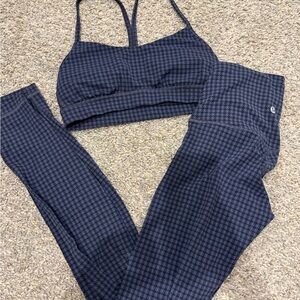 Blue Houndstooth Sports Bra and Leggings Set lululemon